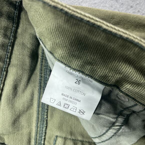 Brandy Melville Cut-off Jean Shorts Women 26 Booty Button Fly Olive Green - Picture 4 of 7